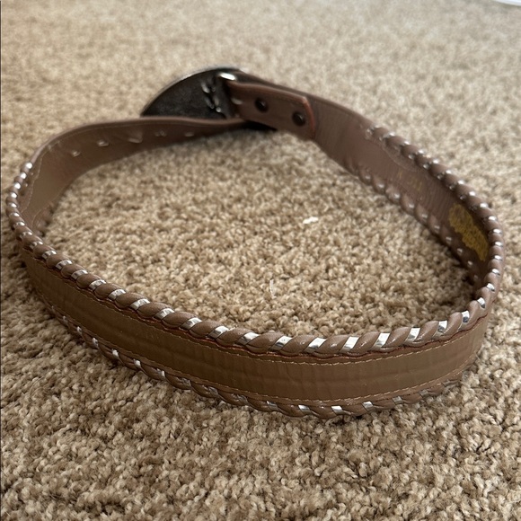 Brown and Silver Nocona Woven Leather Belt - Picture 3 of 10